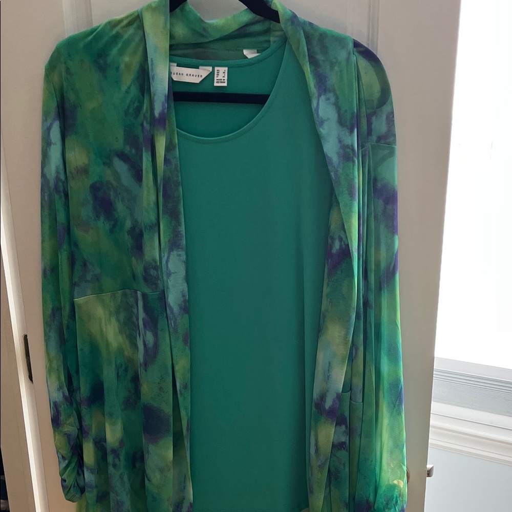 Susan Graver Green and Blue Tunic Top
